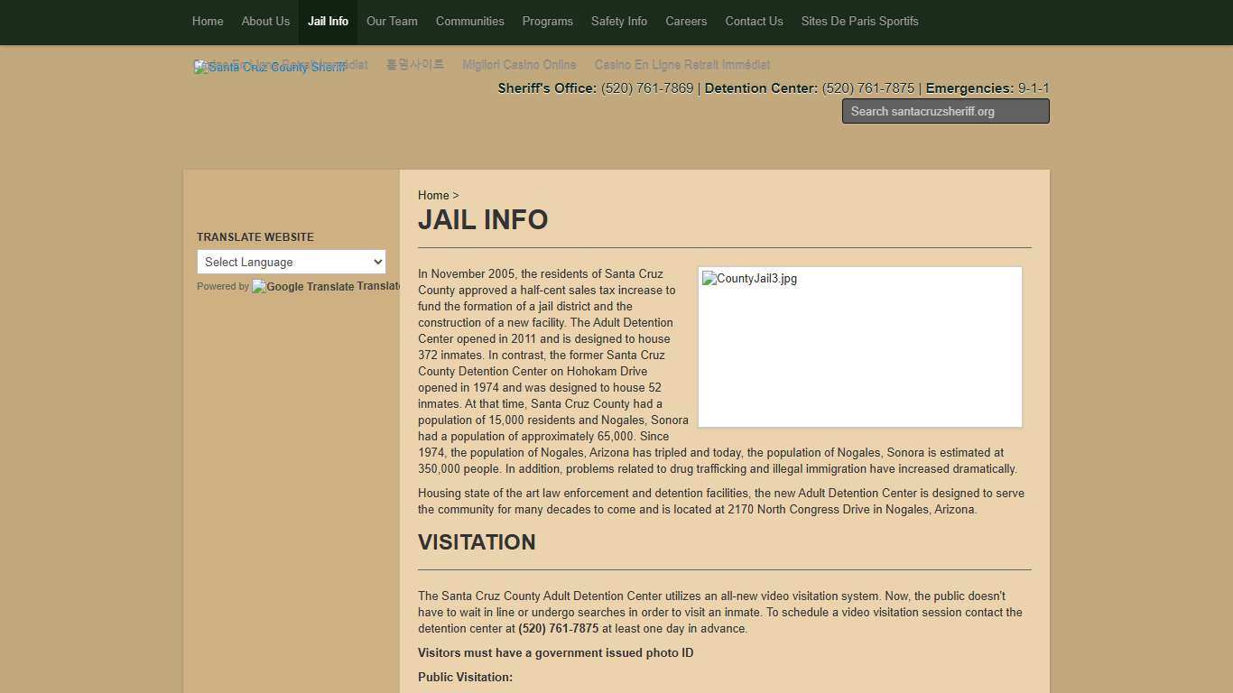 Jail Info :: Santa Cruz County Sheriff - Santa Cruz, AZ